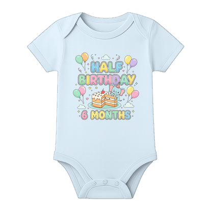 Half Birthday Photoshoot Baby Onesie Personalized - BABY SKY - 0 - 3 Months (Chest 18")