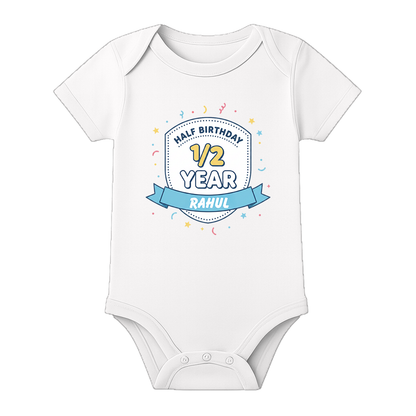 6 Month Baby Milestone Romper Personalized Design - WHITE - 0 - 3 Months (Chest 18")