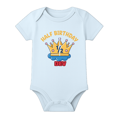 Half Birthday Baby Dress with Name Print - BABY SKY - 0 - 3 Months (Chest 18")