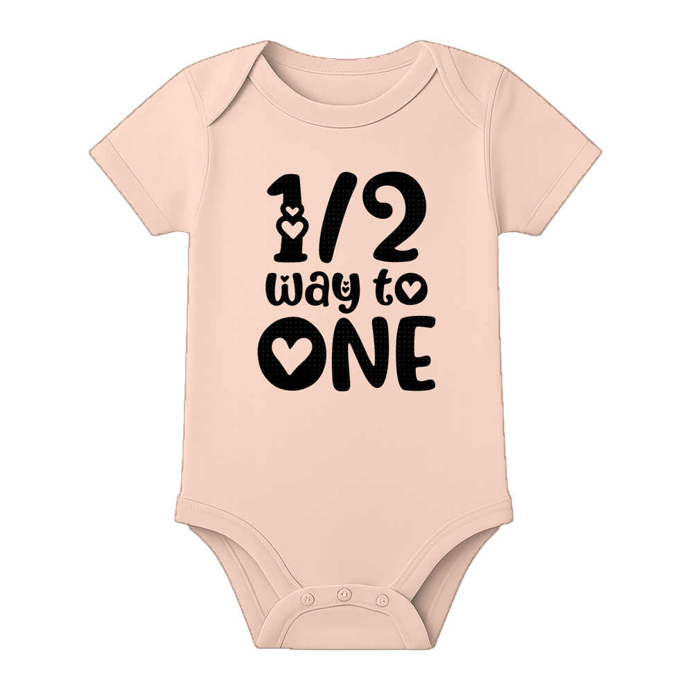 Six Month Celebration Onesie Personalized Cotton - BABY PEACH - 0 - 3 Months (Chest 18")