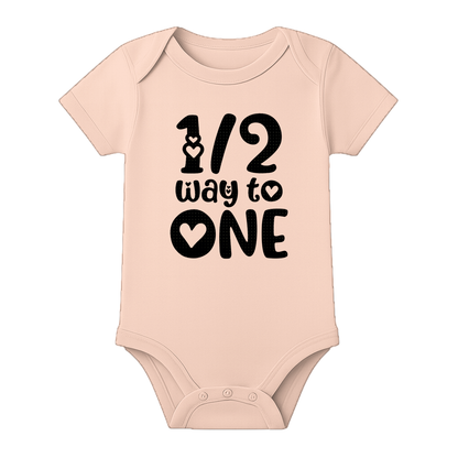 Six Month Celebration Onesie Personalized Cotton - BABY PEACH - 0 - 3 Months (Chest 18")