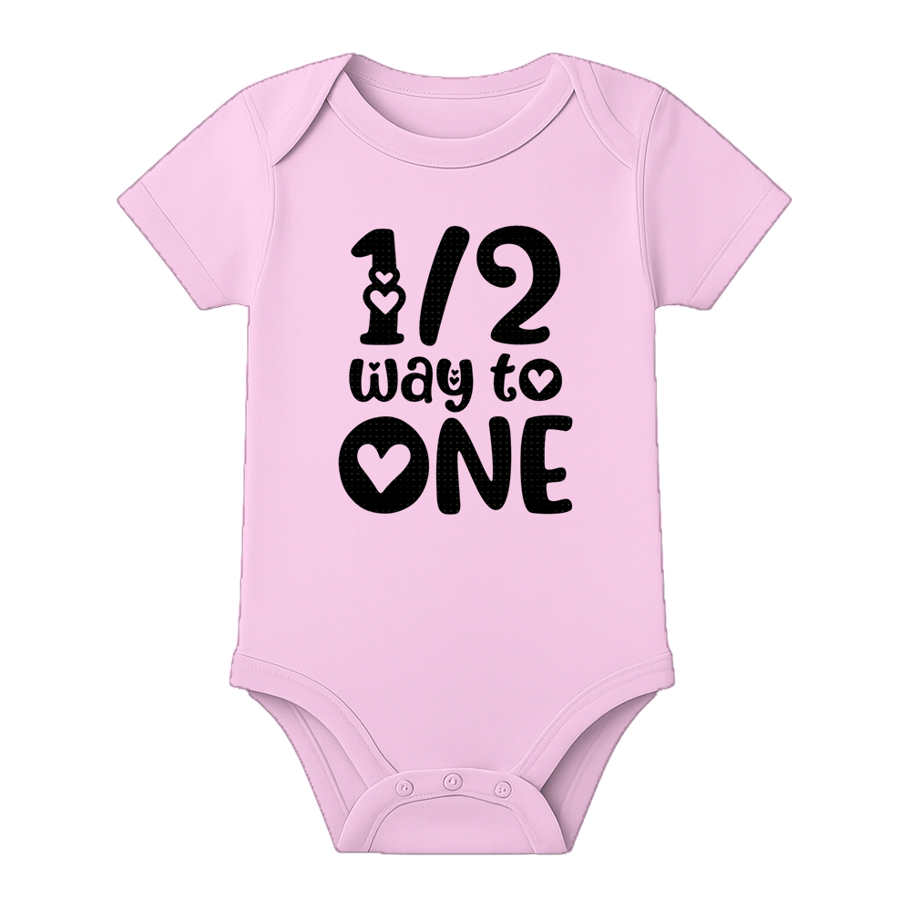 Six Month Celebration Onesie Personalized Cotton - BABY PINK - 0 - 3 Months (Chest 18")