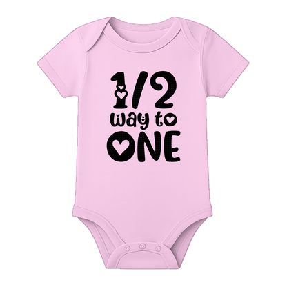 Six Month Celebration Onesie Personalized Cotton - BABY PINK - 0 - 3 Months (Chest 18")