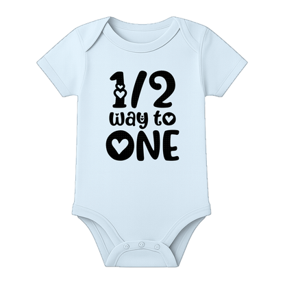 Six Month Celebration Onesie Personalized Cotton - BABY SKY - 0 - 3 Months (Chest 18")
