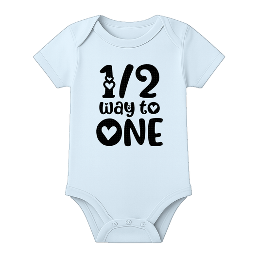 Six Month Celebration Onesie Personalized Cotton - BABY SKY - 0 - 3 Months (Chest 18")