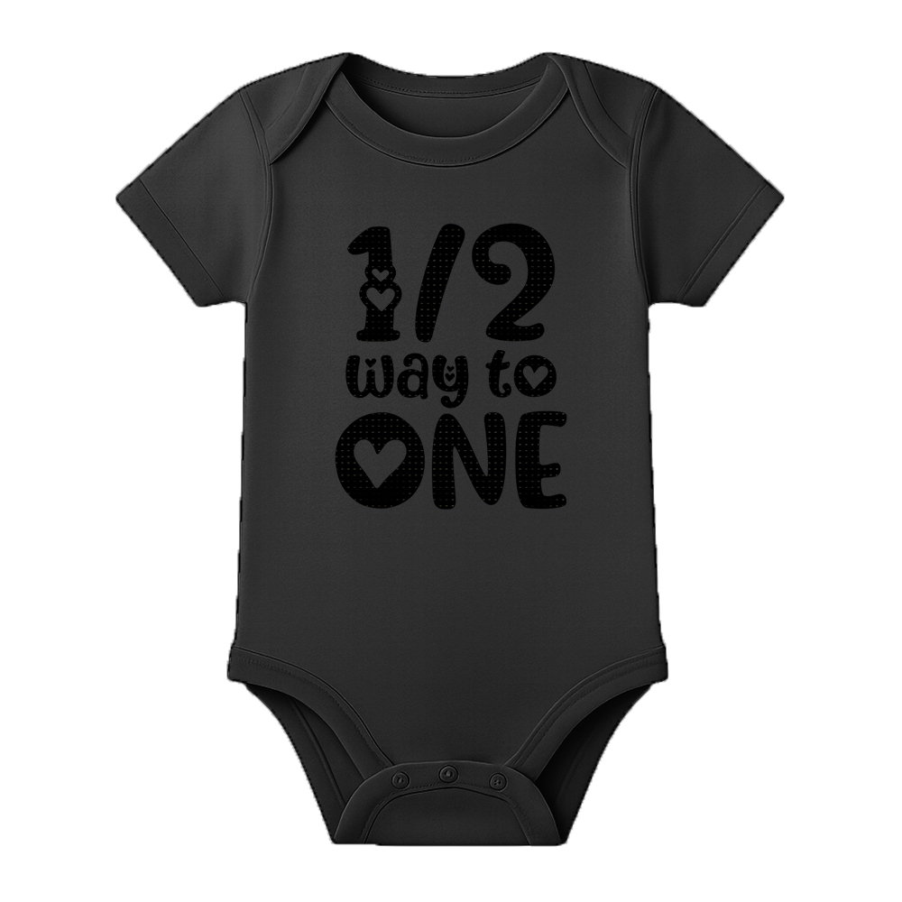 Six Month Celebration Onesie Personalized Cotton - BLACK - 0 - 3 Months (Chest 18")