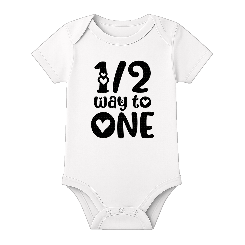 Six Month Celebration Onesie Personalized Cotton - WHITE - 0 - 3 Months (Chest 18")