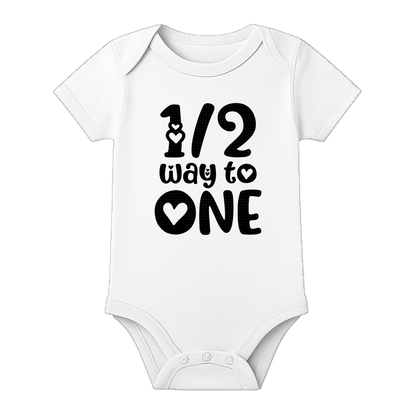 Six Month Celebration Onesie Personalized Cotton - WHITE - 0 - 3 Months (Chest 18")