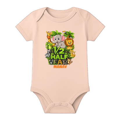 6 Month Completed Baby Romper Custom Print - BABY PEACH - 0 - 3 Months (Chest 18")