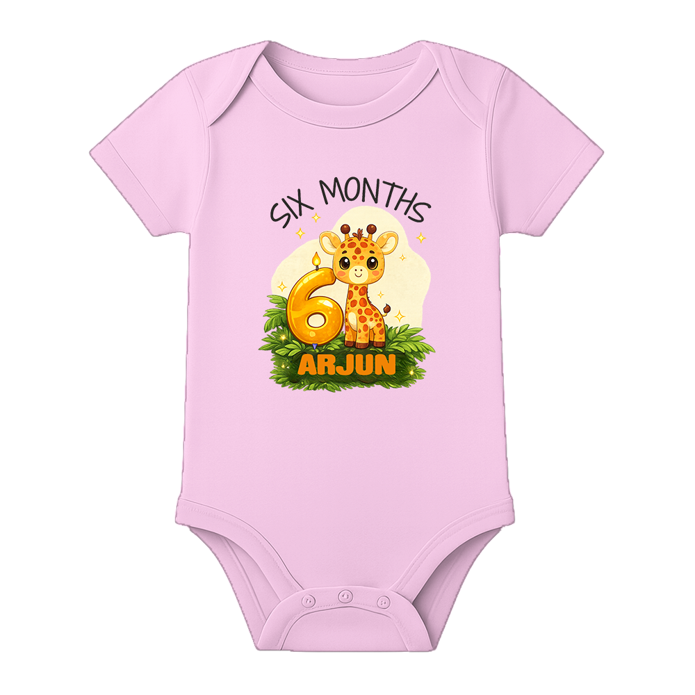 Half Birthday Photoshoot Outfit with Baby Name - BABY PINK - 0 - 3 Months (Chest 18")