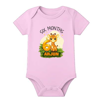 Half Birthday Photoshoot Outfit with Baby Name - BABY PINK - 0 - 3 Months (Chest 18")