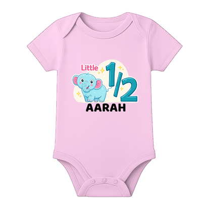 6 Month Milestone Onesie Custom Name Edition - BABY PINK - 0 - 3 Months (Chest 18")