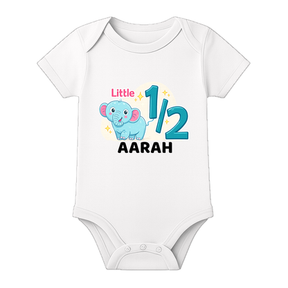 6 Month Milestone Onesie Custom Name Edition - WHITE - 0 - 3 Months (Chest 18")