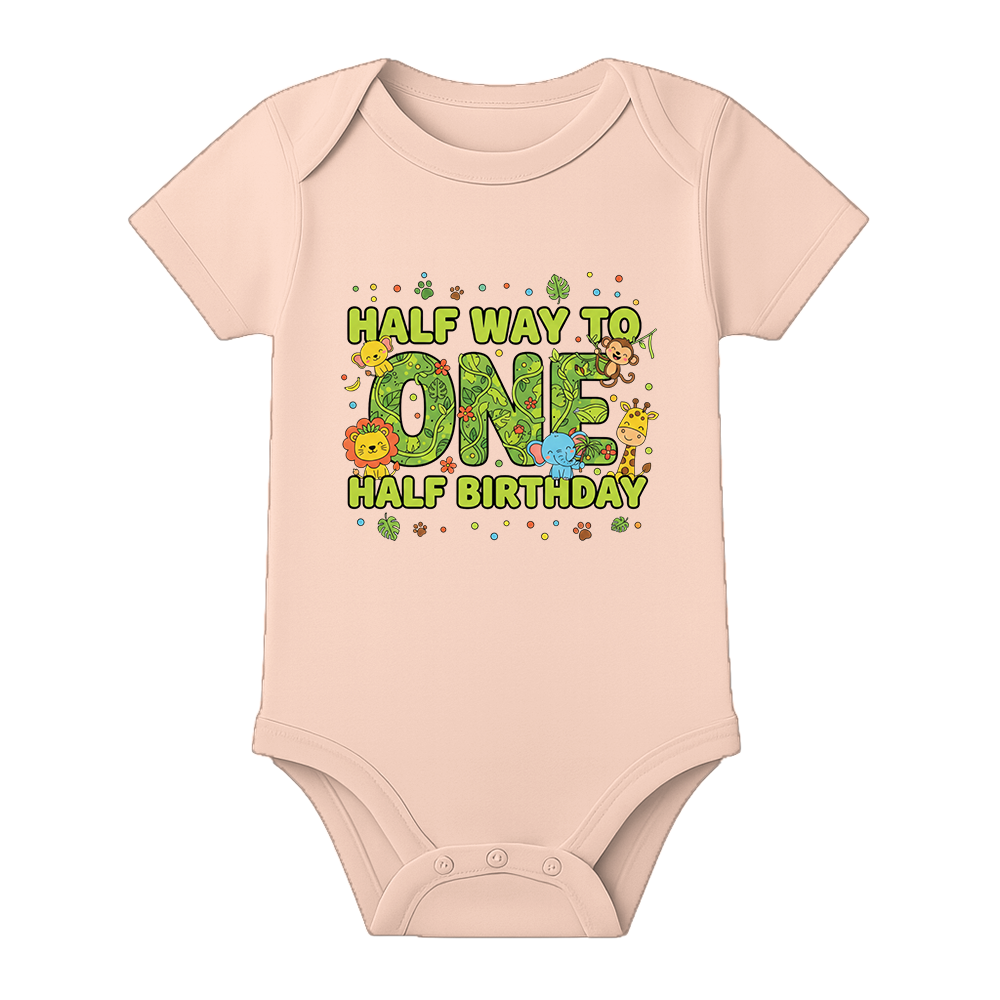 Half Birthday Baby Outfit India Custom Name - BABY PEACH - 0 - 3 Months (Chest 18")