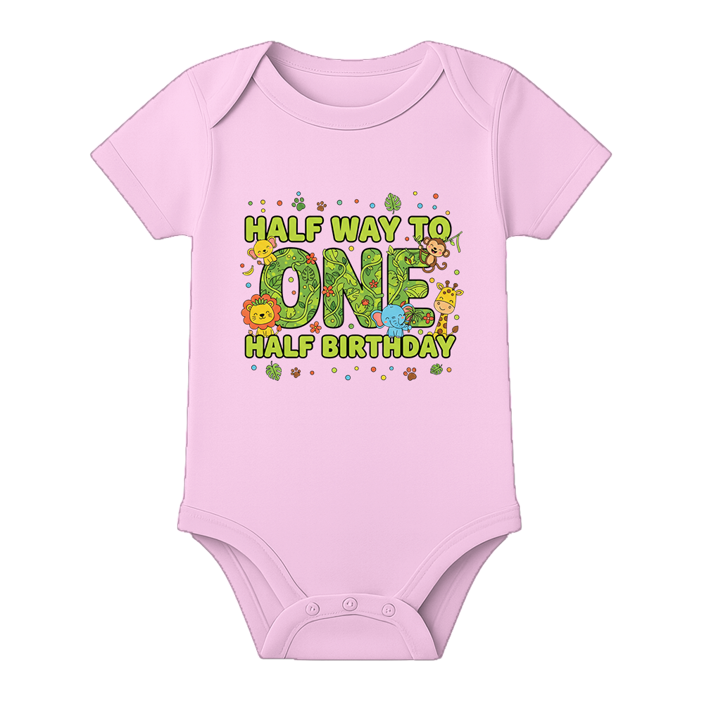 Half Birthday Baby Outfit India Custom Name - BABY PINK - 0 - 3 Months (Chest 18")