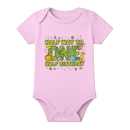 Half Birthday Baby Outfit India Custom Name - BABY PINK - 0 - 3 Months (Chest 18")