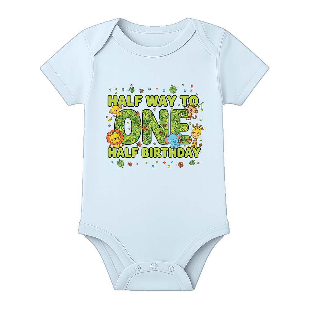Half Birthday Baby Outfit India Custom Name - BABY SKY - 0 - 3 Months (Chest 18")