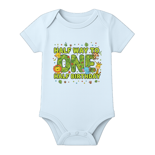 Half Birthday Baby Outfit India Custom Name - BABY SKY - 0 - 3 Months (Chest 18")