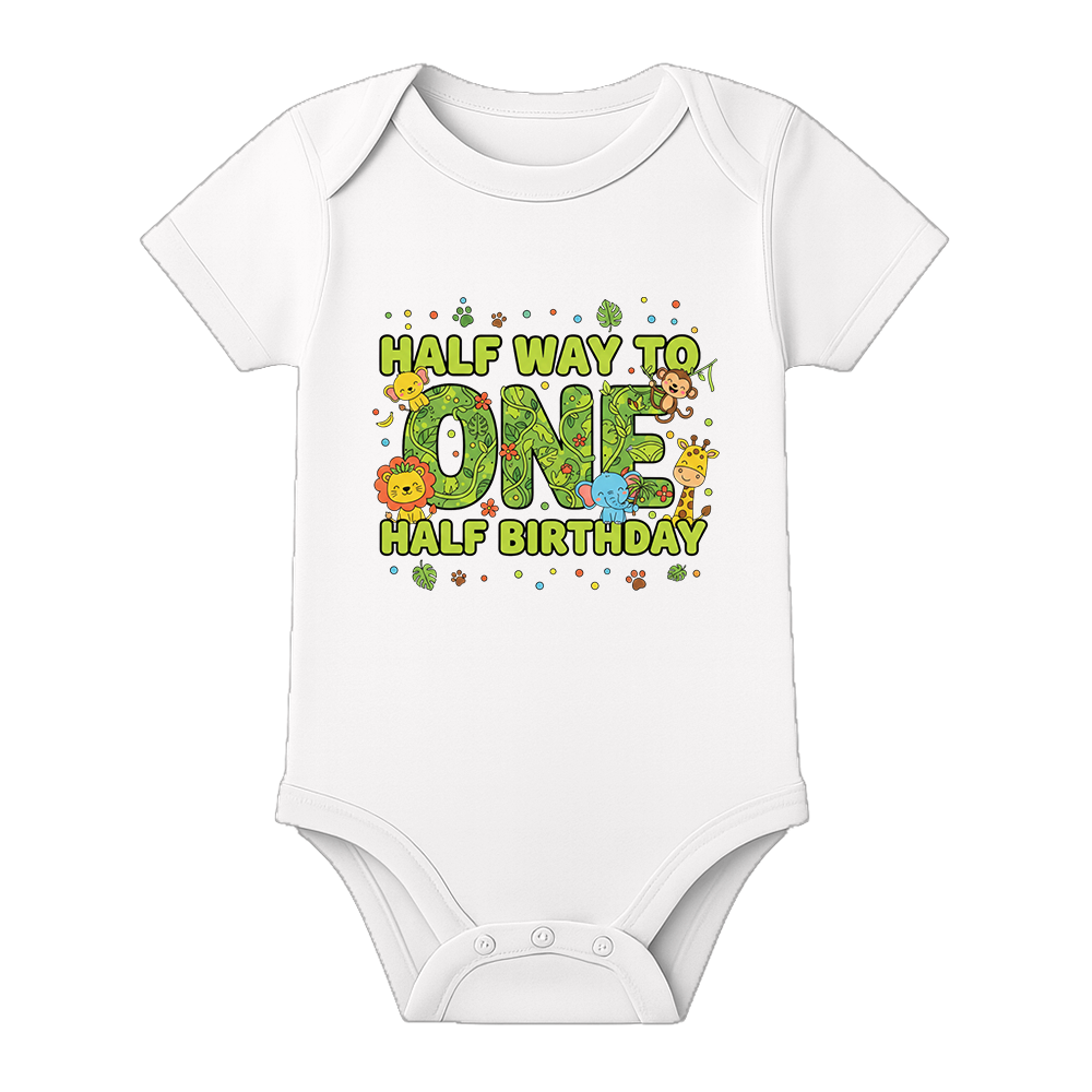 Half Birthday Baby Outfit India Custom Name - WHITE - 0 - 3 Months (Chest 18")