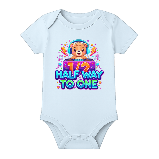 Six Month Special Baby Onesie with Name - BABY SKY - 0 - 3 Months (Chest 18")