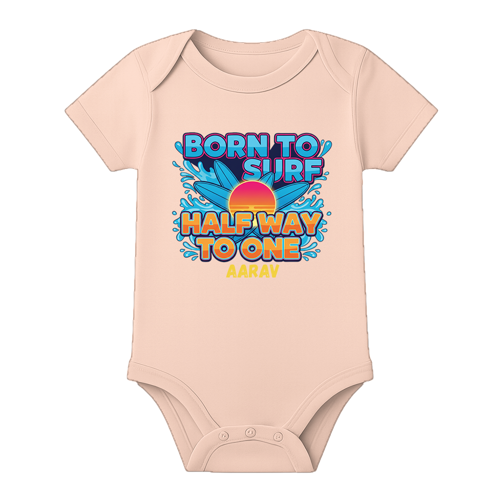 Half Birthday Baby Girl Romper Personalized - BABY PEACH - 0 - 3 Months (Chest 18")