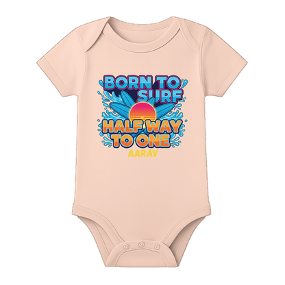 Half Birthday Baby Girl Romper Personalized - BABY PEACH - 0 - 3 Months (Chest 18")