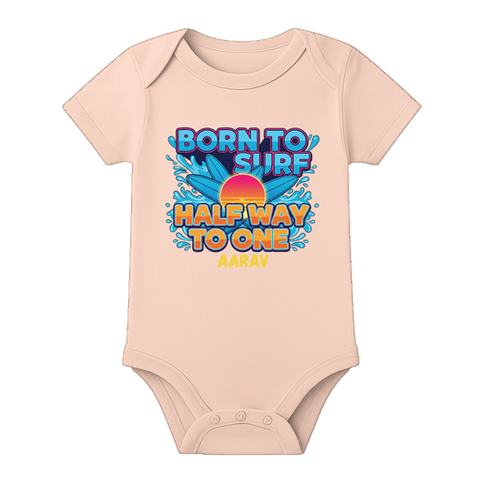 Half Birthday Baby Girl Romper Personalized - BABY PEACH - 0 - 3 Months (Chest 18")