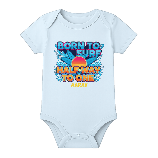 Half Birthday Baby Girl Romper Personalized - BABY SKY - 0 - 3 Months (Chest 18")
