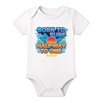 Half Birthday Baby Girl Romper Personalized - WHITE - 0 - 3 Months (Chest 18")