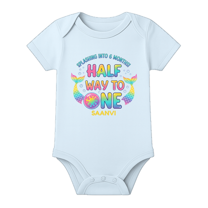6 Months Complete Baby Romper Name Print - BABY SKY - 0 - 3 Months (Chest 18")