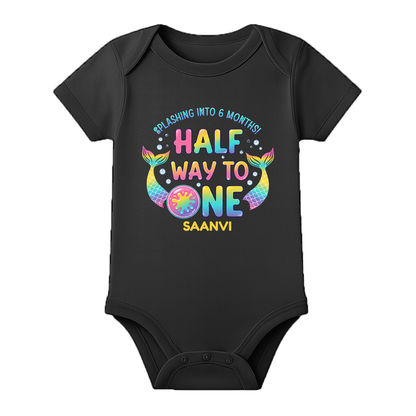 6 Months Complete Baby Romper Name Print - BLACK - 0 - 3 Months (Chest 18")