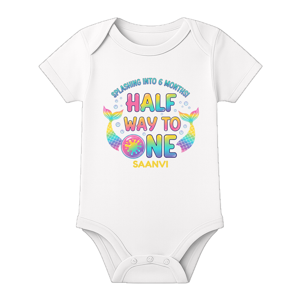 6 Months Complete Baby Romper Name Print - WHITE - 0 - 3 Months (Chest 18")