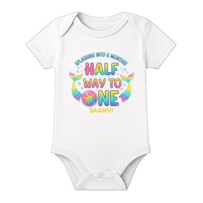 6 Months Complete Baby Romper Name Print - WHITE - 0 - 3 Months (Chest 18")
