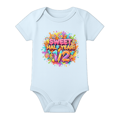Half Birthday Memory Keepsake Onesie Personalized - BABY SKY - 0 - 3 Months (Chest 18")