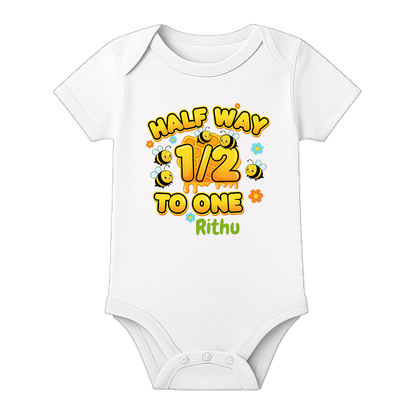 Six Month Milestone Celebration Romper Custom - WHITE - 0 - 3 Months (Chest 18")