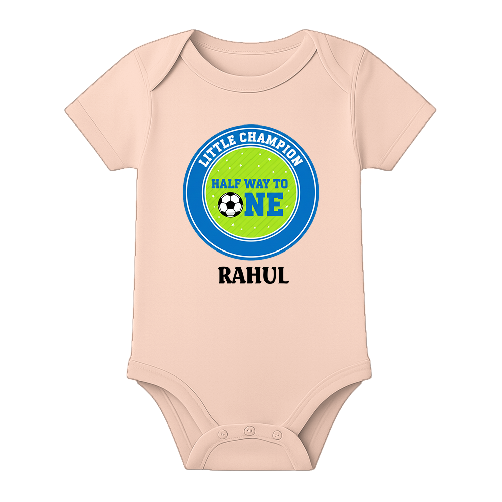 Personalized 6 Month Baby Photoshoot Outfit - BABY PEACH - 0 - 3 Months (Chest 18")