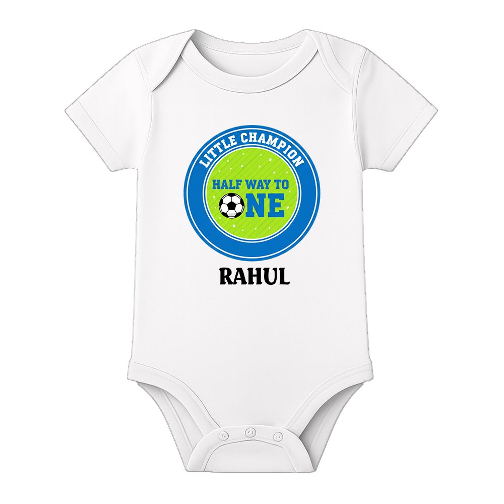 Personalized 6 Month Baby Photoshoot Outfit - WHITE - 0 - 3 Months (Chest 18")