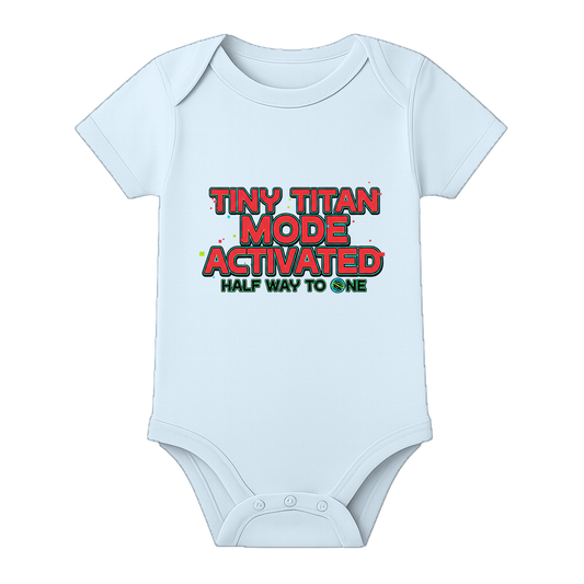 Half Birthday Custom Printed Baby Onesie - BABY SKY - 0 - 3 Months (Chest 18")