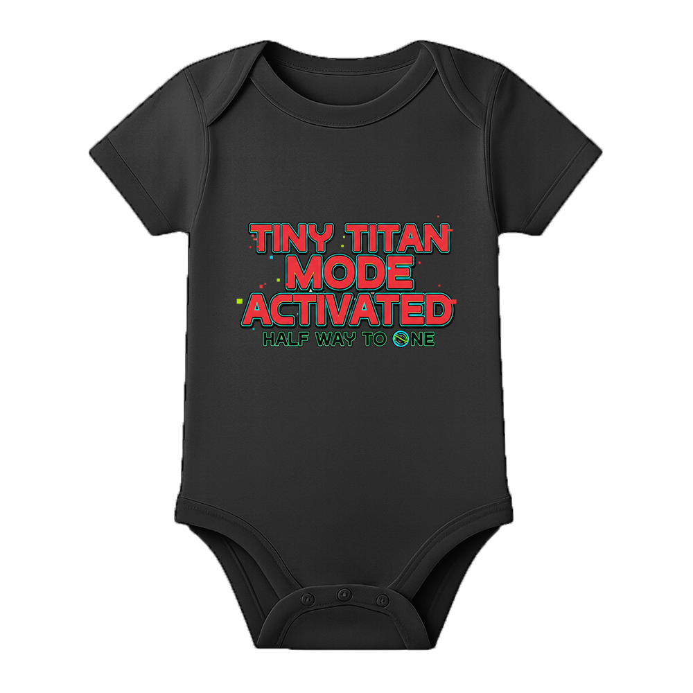 Half Birthday Custom Printed Baby Onesie - BLACK - 0 - 3 Months (Chest 18")