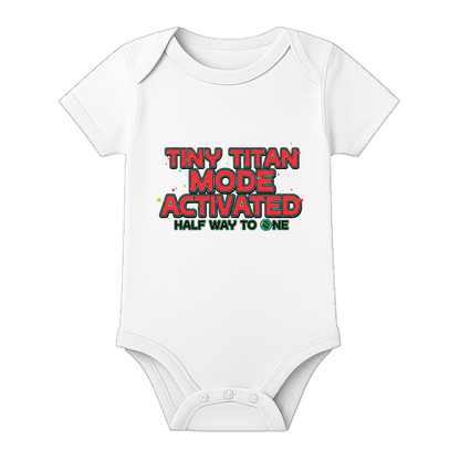 Half Birthday Custom Printed Baby Onesie - WHITE - 0 - 3 Months (Chest 18")