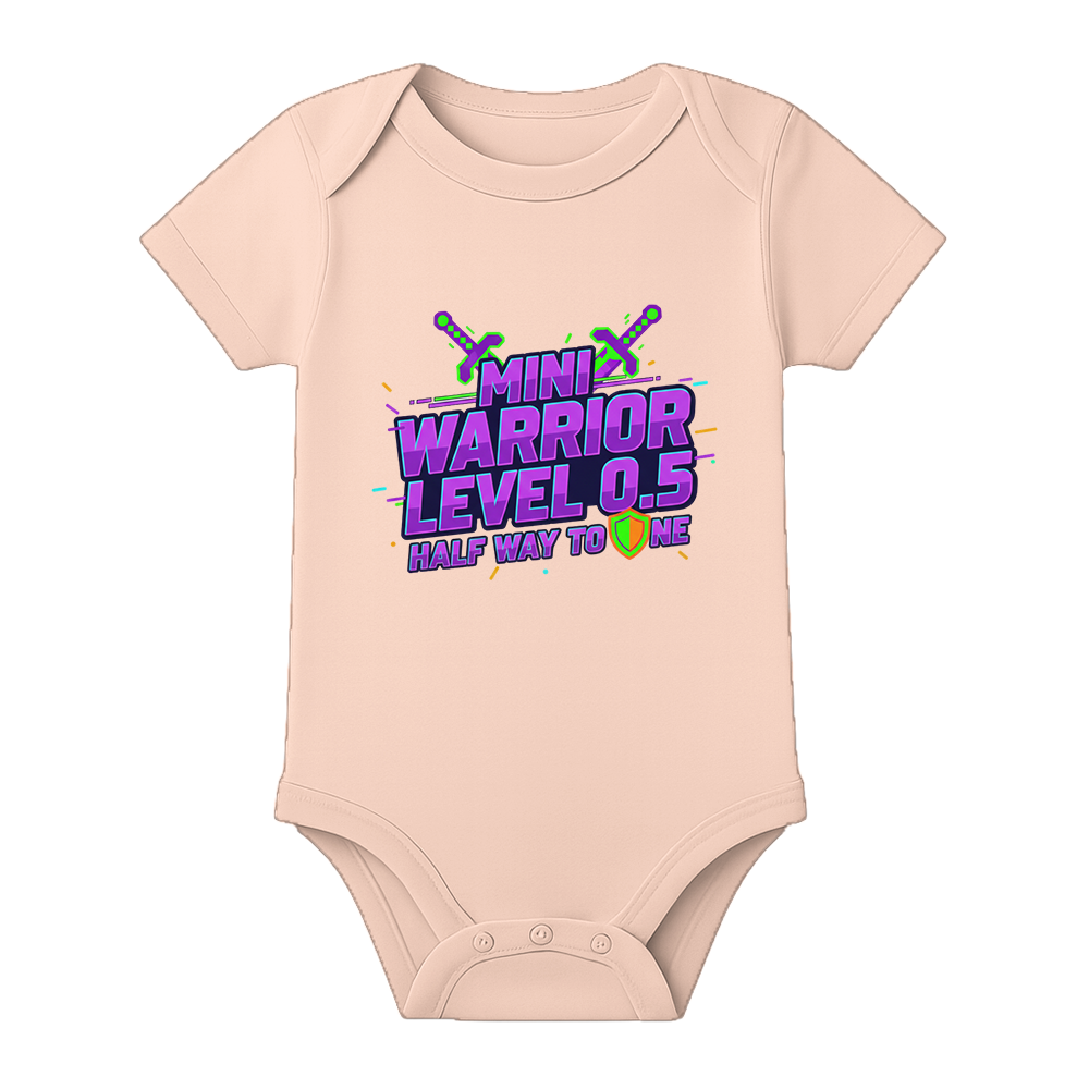 6 Month Old Baby Party Romper with Name - BABY PEACH - 0 - 3 Months (Chest 18")