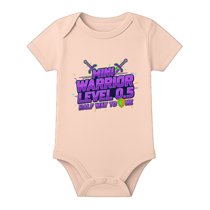 6 Month Old Baby Party Romper with Name - BABY PEACH - 0 - 3 Months (Chest 18")