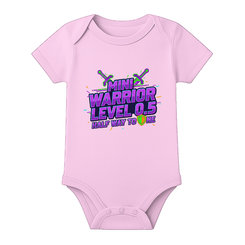 6 Month Old Baby Party Romper with Name - BABY PINK - 0 - 3 Months (Chest 18")