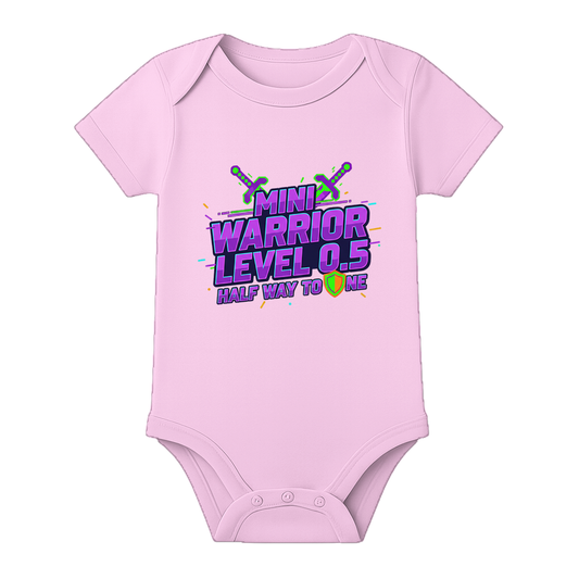 6 Month Old Baby Party Romper with Name - BABY PINK - 0 - 3 Months (Chest 18")
