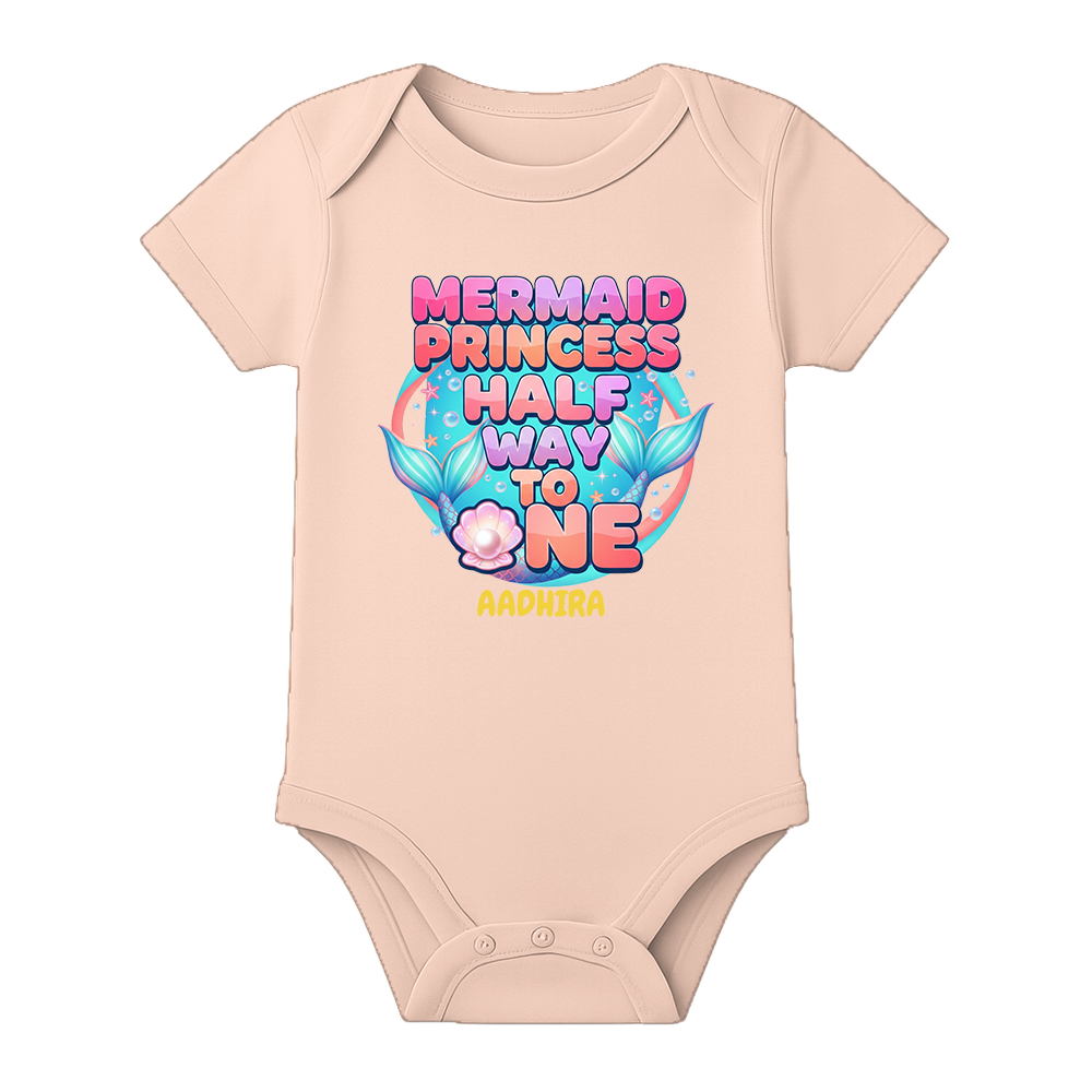 6 Month Baby Celebration Outfit Personalized - BABY PEACH - 0 - 3 Months (Chest 18")