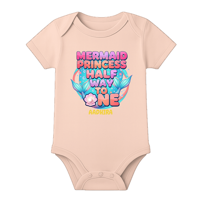 6 Month Baby Celebration Outfit Personalized - BABY PEACH - 0 - 3 Months (Chest 18")
