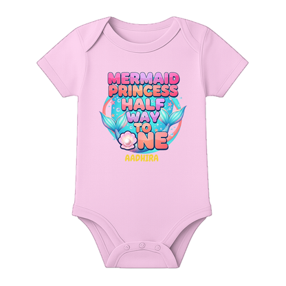 6 Month Baby Celebration Outfit Personalized - BABY PINK - 0 - 3 Months (Chest 18")