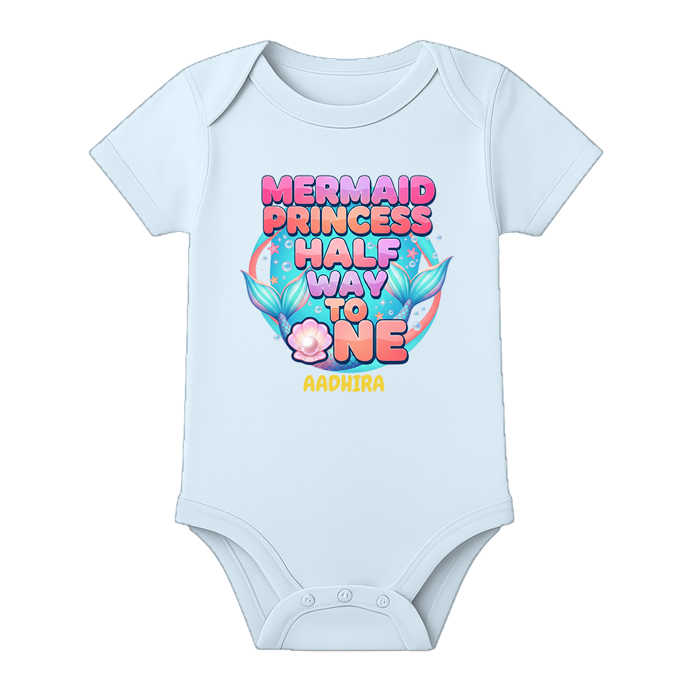 6 Month Baby Celebration Outfit Personalized - BABY SKY - 0 - 3 Months (Chest 18")