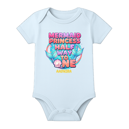 6 Month Baby Celebration Outfit Personalized - BABY SKY - 0 - 3 Months (Chest 18")