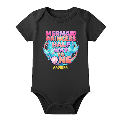 6 Month Baby Celebration Outfit Personalized - BLACK - 0 - 3 Months (Chest 18")